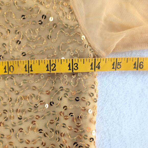 Vintage Y2K Disney Hannah Montana Sequin Mesh Slip Dress Girls 16 Metallic Gold - Picture 7 of 9